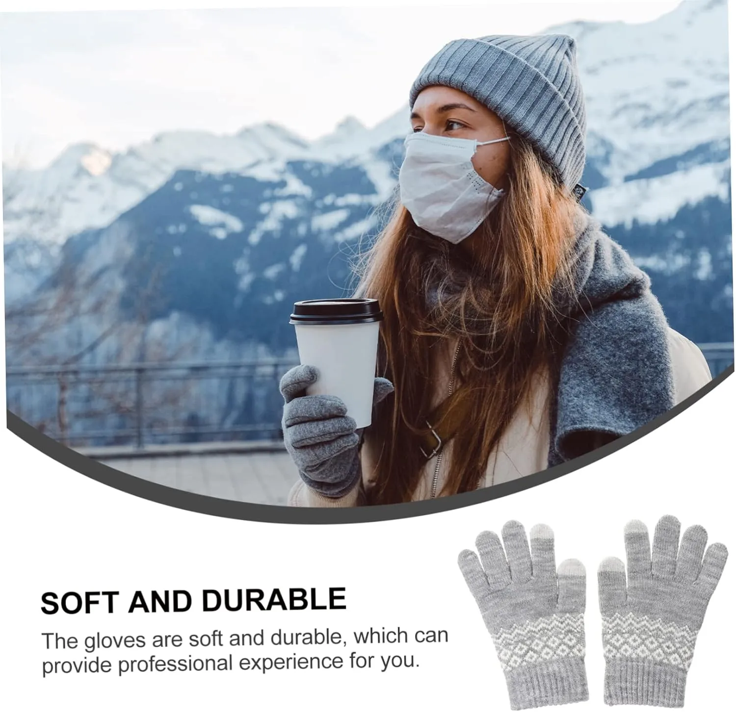 1 Pair Knitted Touch Screen Gloves Riding Gloves Unisex Winter Gloves Touchscreen Gloves Warm Gloves