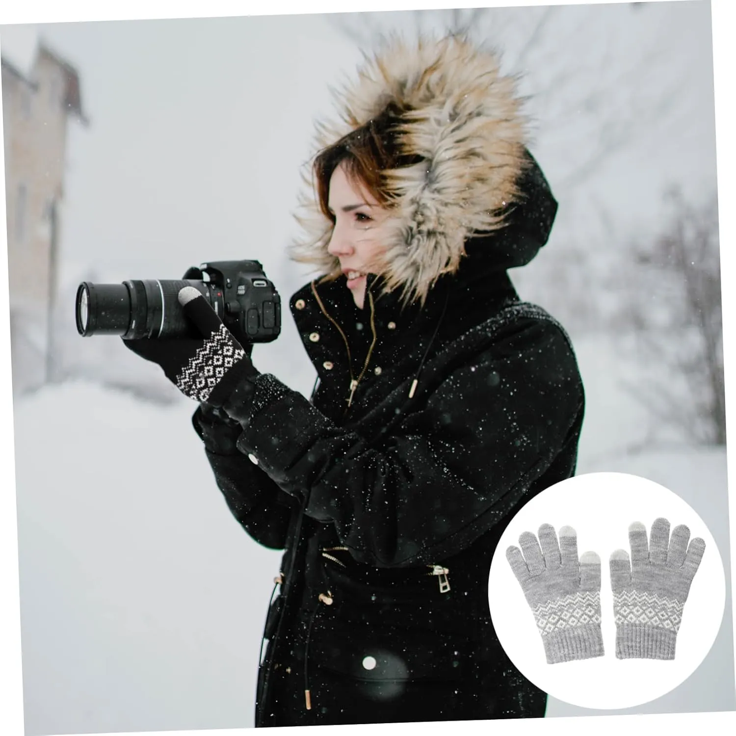 1 Pair Knitted Touch Screen Gloves Riding Gloves Unisex Winter Gloves Touchscreen Gloves Warm Gloves