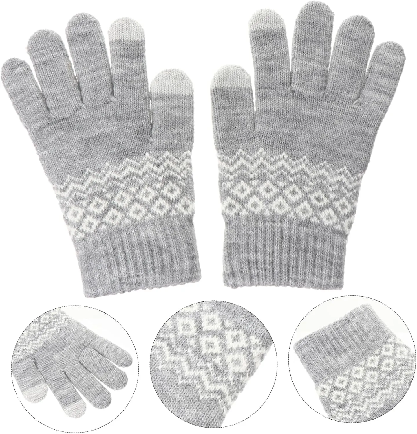 1 Pair Knitted Touch Screen Gloves Riding Gloves Unisex Winter Gloves Touchscreen Gloves Warm Gloves