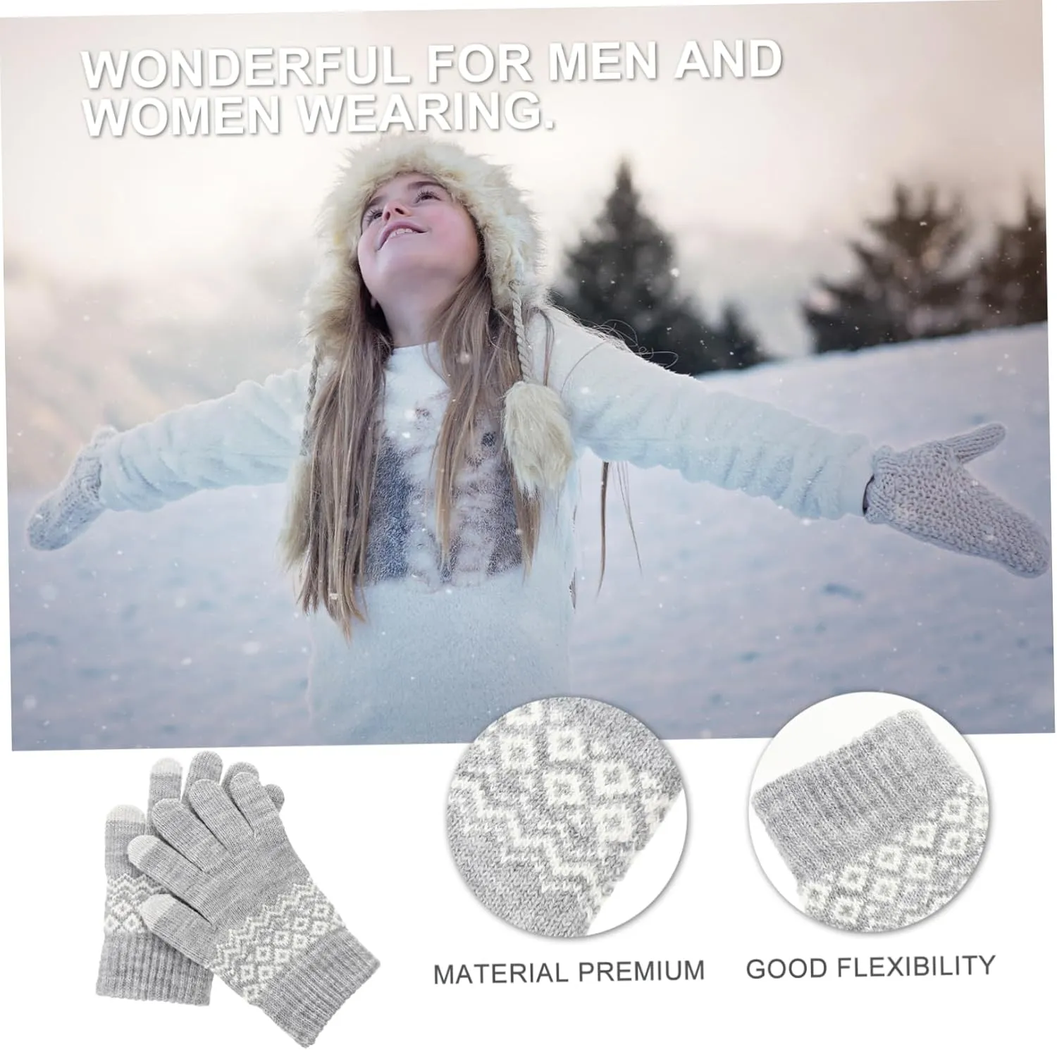 1 Pair Knitted Touch Screen Gloves Riding Gloves Unisex Winter Gloves Touchscreen Gloves Warm Gloves