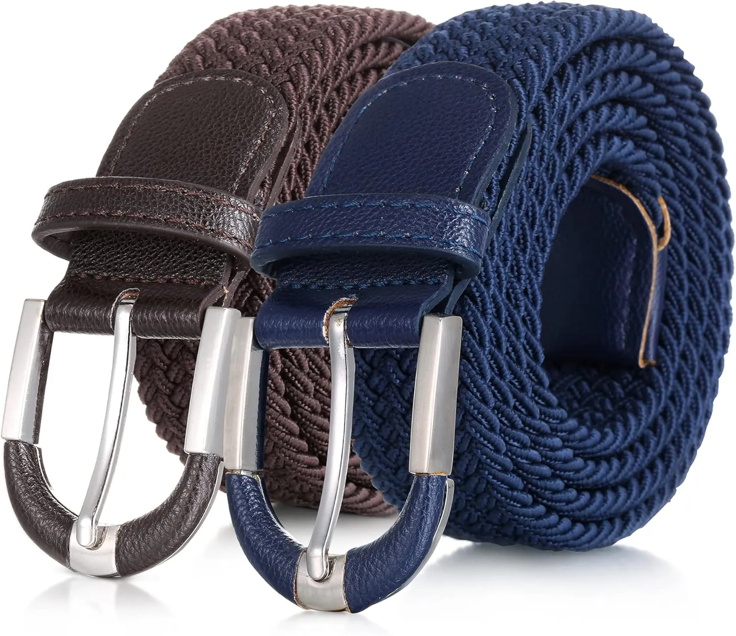 [2 Pack] Mio Marino Stretch Belts for Men - Golf belt & Jean Elastic Belt - Gift Box