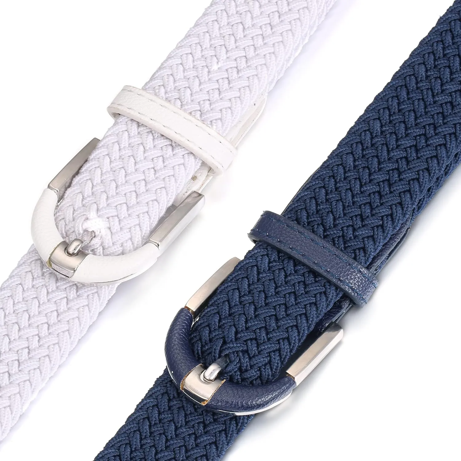 [2 Pack] Mio Marino Stretch Belts for Men - Golf belt & Jean Elastic Belt - Gift Box
