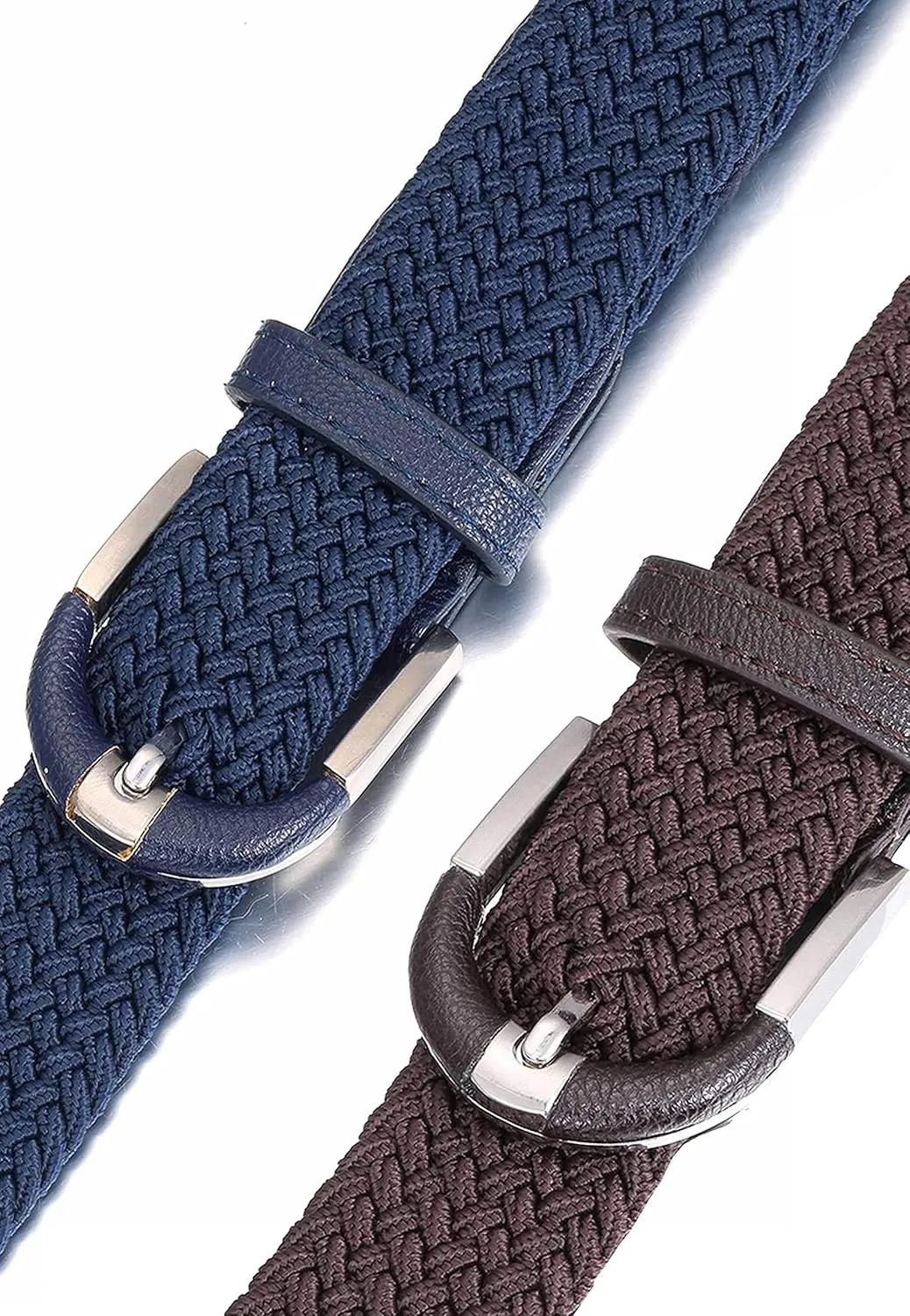 [2 Pack] Mio Marino Stretch Belts for Men - Golf belt & Jean Elastic Belt - Gift Box