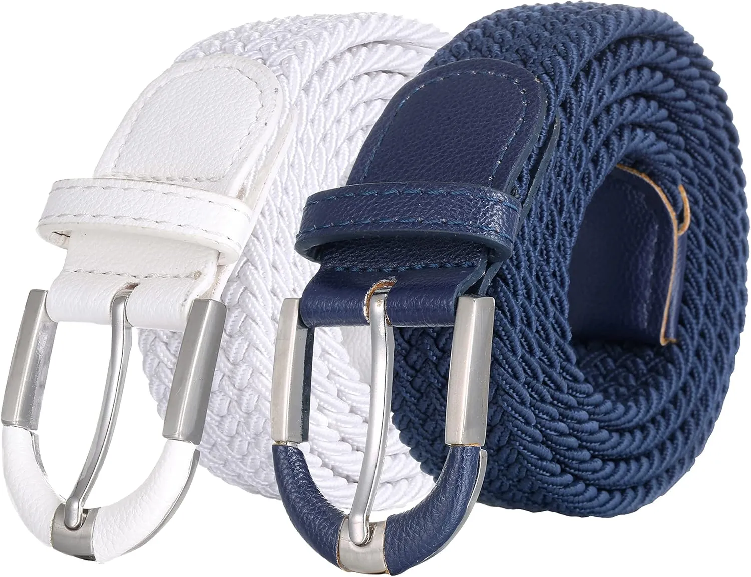 [2 Pack] Mio Marino Stretch Belts for Men - Golf belt & Jean Elastic Belt - Gift Box