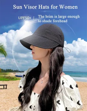 2024 New Womens Sun Hats Women's Outdoor UV-Protection-Foldable Beach Hats,Wide Brim Summer Fisherman's Caps UPF 50 
