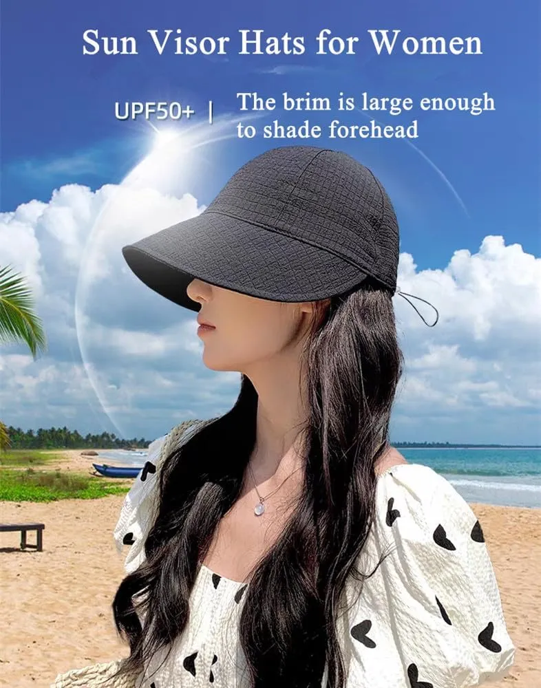 2024 New Womens Sun Hats Women's Outdoor UV-Protection-Foldable Beach Hats,Wide Brim Summer Fisherman's Caps UPF 50 