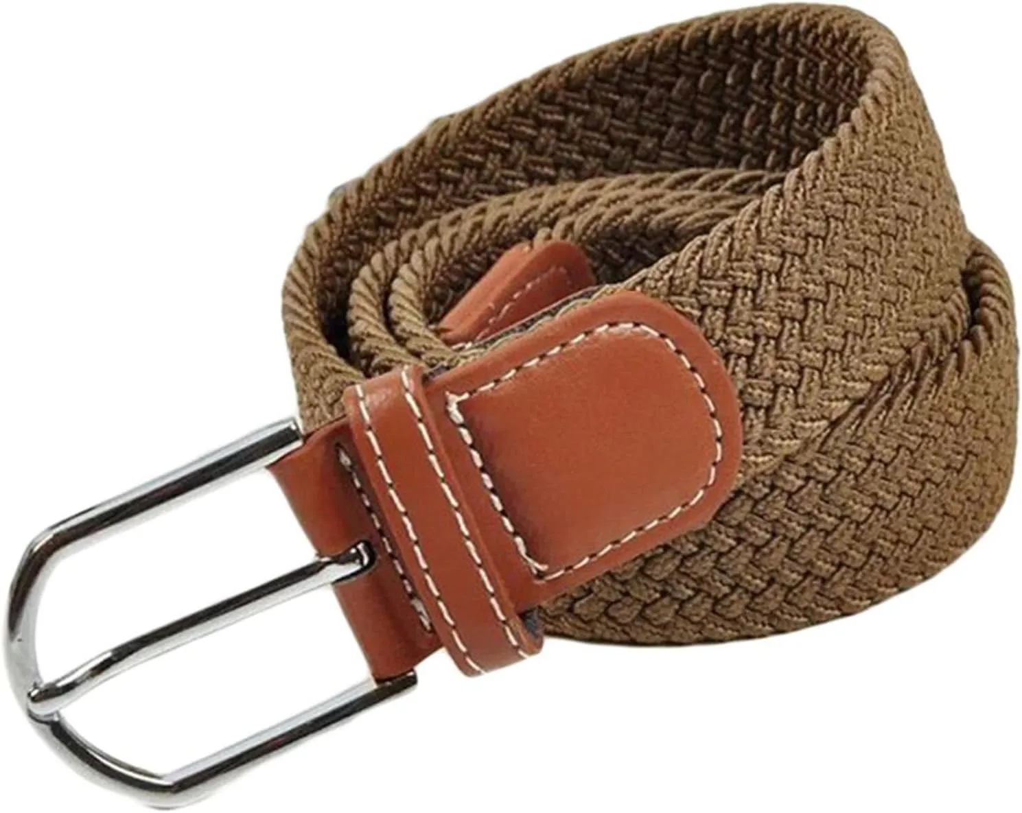 Andongnywell Men and Women Stretch Braided Woven Belts without Holes Elastic Casual Belts Waist Cinch Waistband