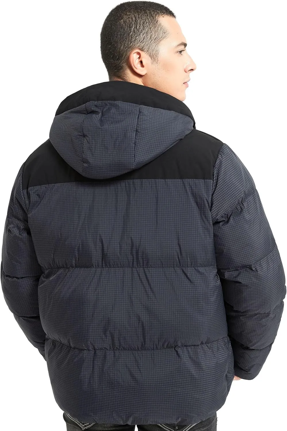 Bakery Men's Puffer Jacket with Hood Waterproof Quilted Thicken Warm Winter Coat Insulated Parka Jacket Ski Coat