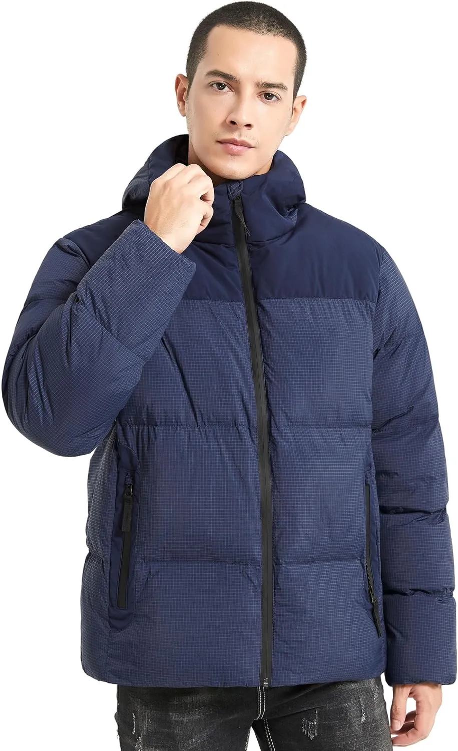 Bakery Men's Puffer Jacket with Hood Waterproof Quilted Thicken Warm Winter Coat Insulated Parka Jacket Ski Coat