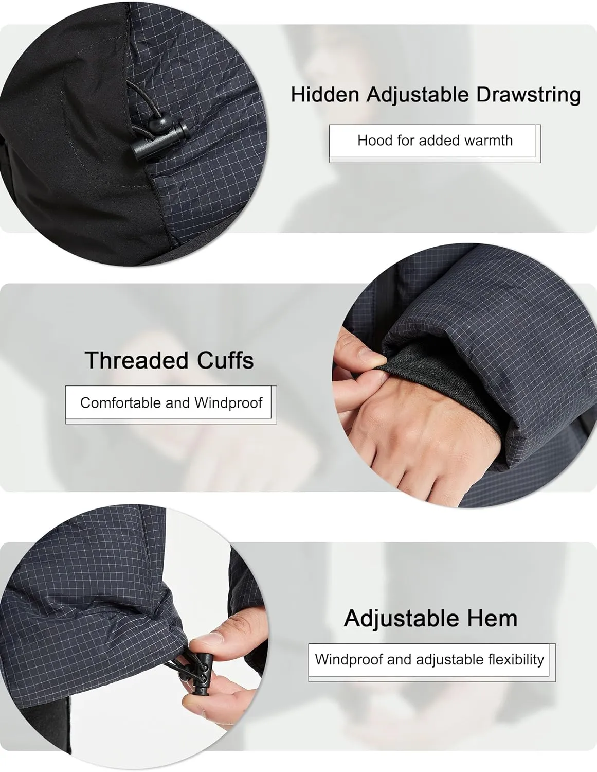 Bakery Men's Puffer Jacket with Hood Waterproof Quilted Thicken Warm Winter Coat Insulated Parka Jacket Ski Coat