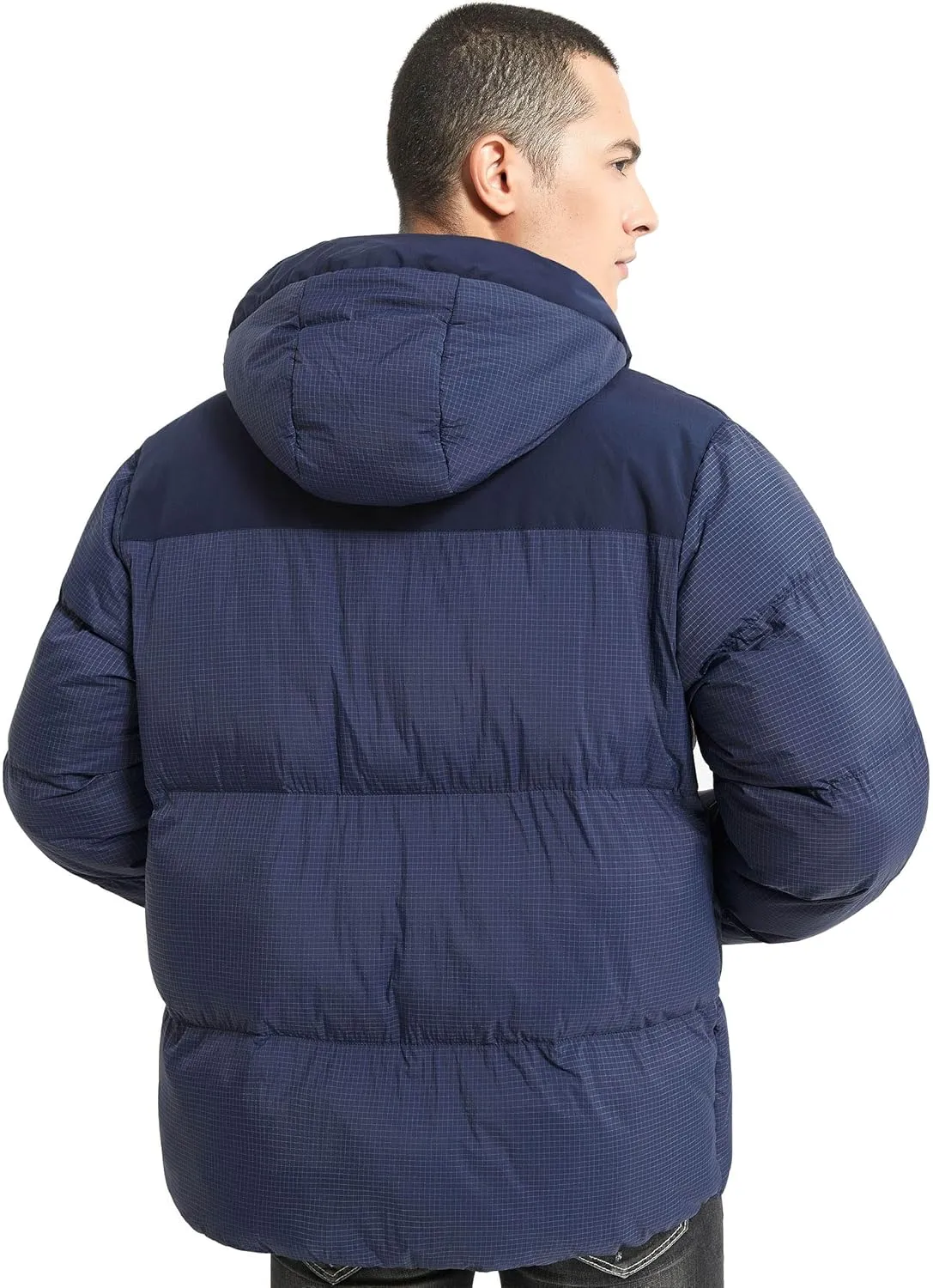 Bakery Men's Puffer Jacket with Hood Waterproof Quilted Thicken Warm Winter Coat Insulated Parka Jacket Ski Coat