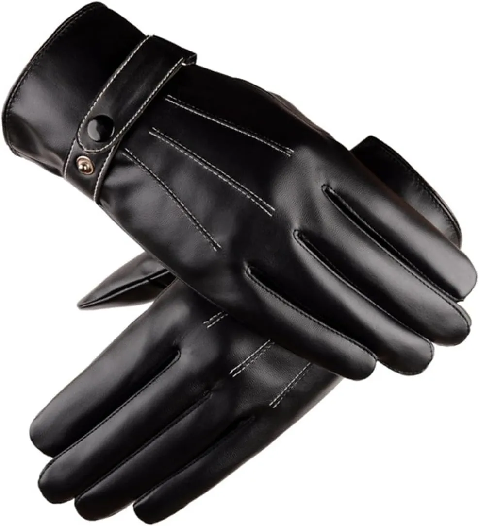 BESTYASH Men's Leather Winter Gloves Touch Screen Warm Mitten for Outdoor Activities