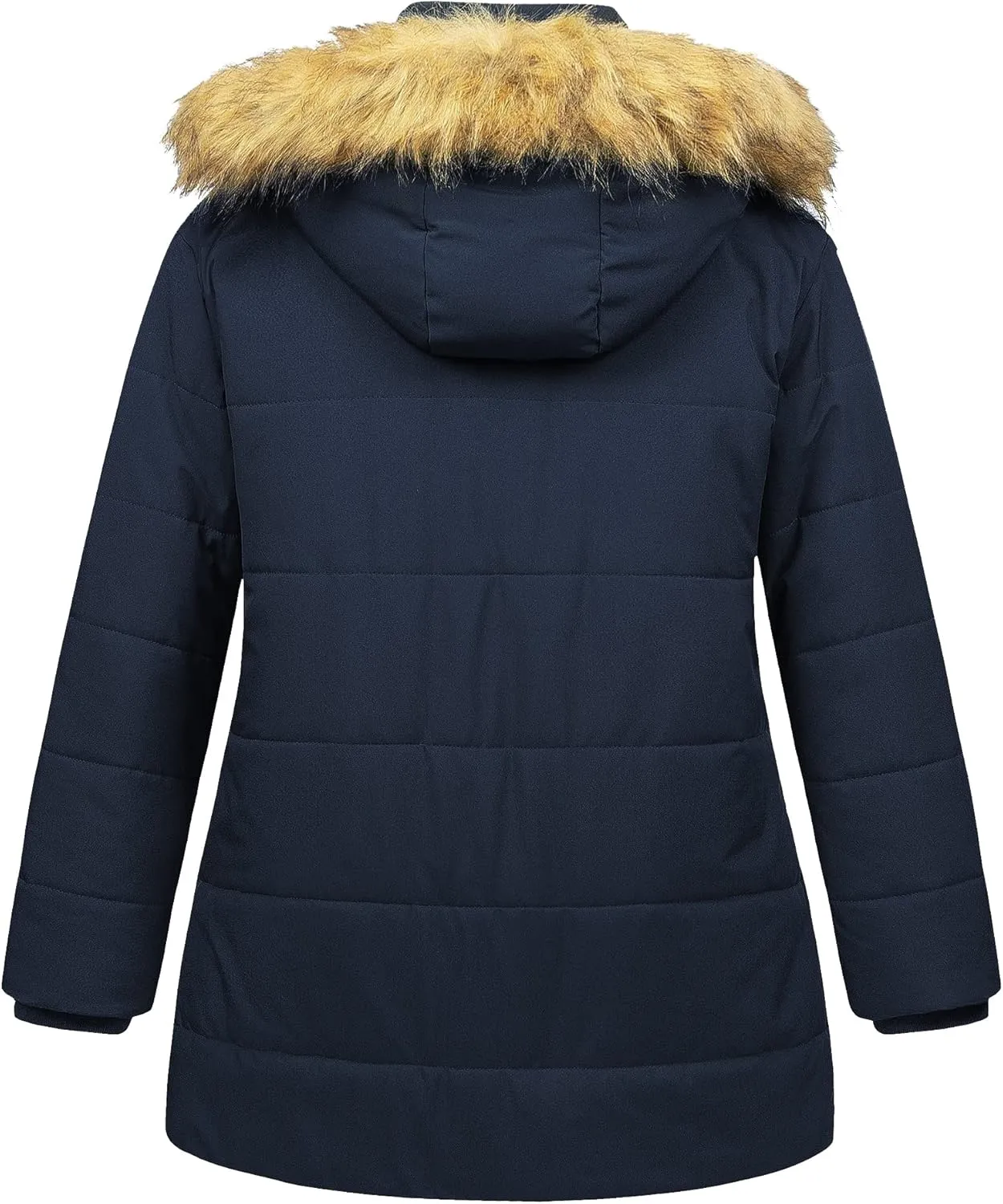 Chrisuno Women's Plus Size Winter Coat Waterproof Long Puffer Jacket Warm Thicken Parka with Removable Fur Hood