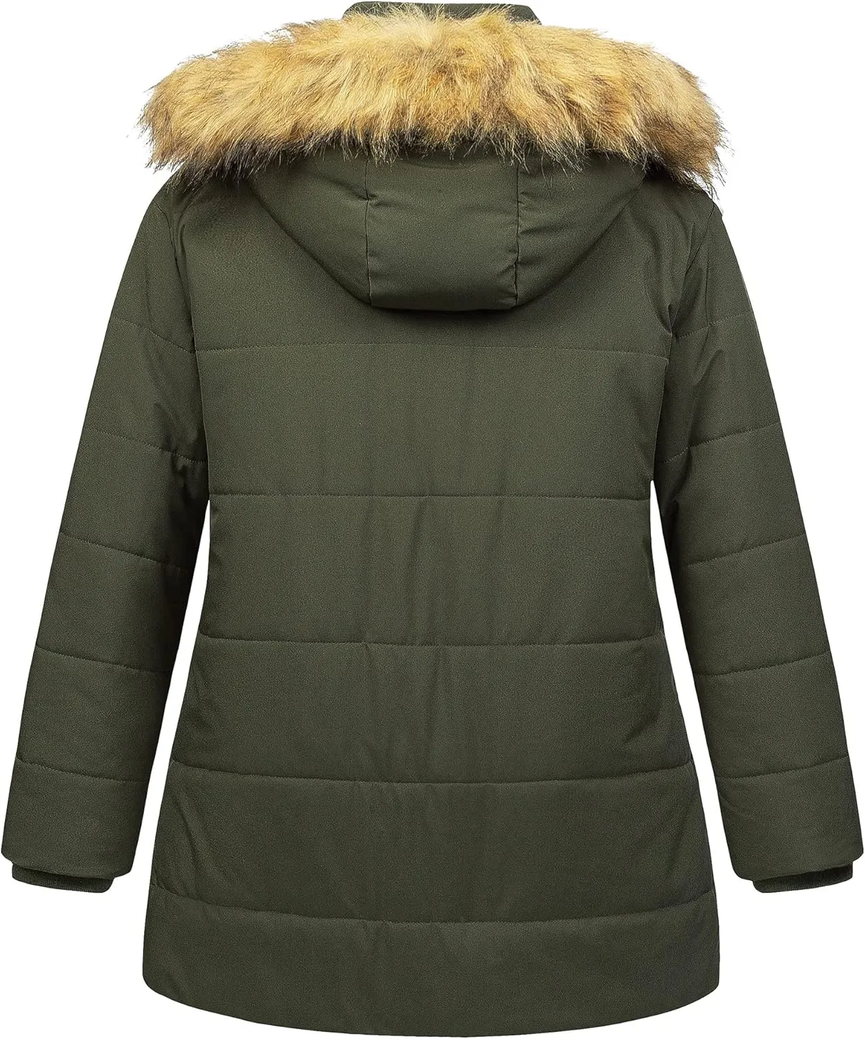 Chrisuno Women's Plus Size Winter Coat Waterproof Long Puffer Jacket Warm Thicken Parka with Removable Fur Hood