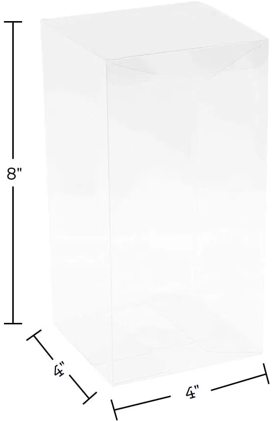 Clear Soft Tall Gift Boxes 4"x4"x8" 16 Pack