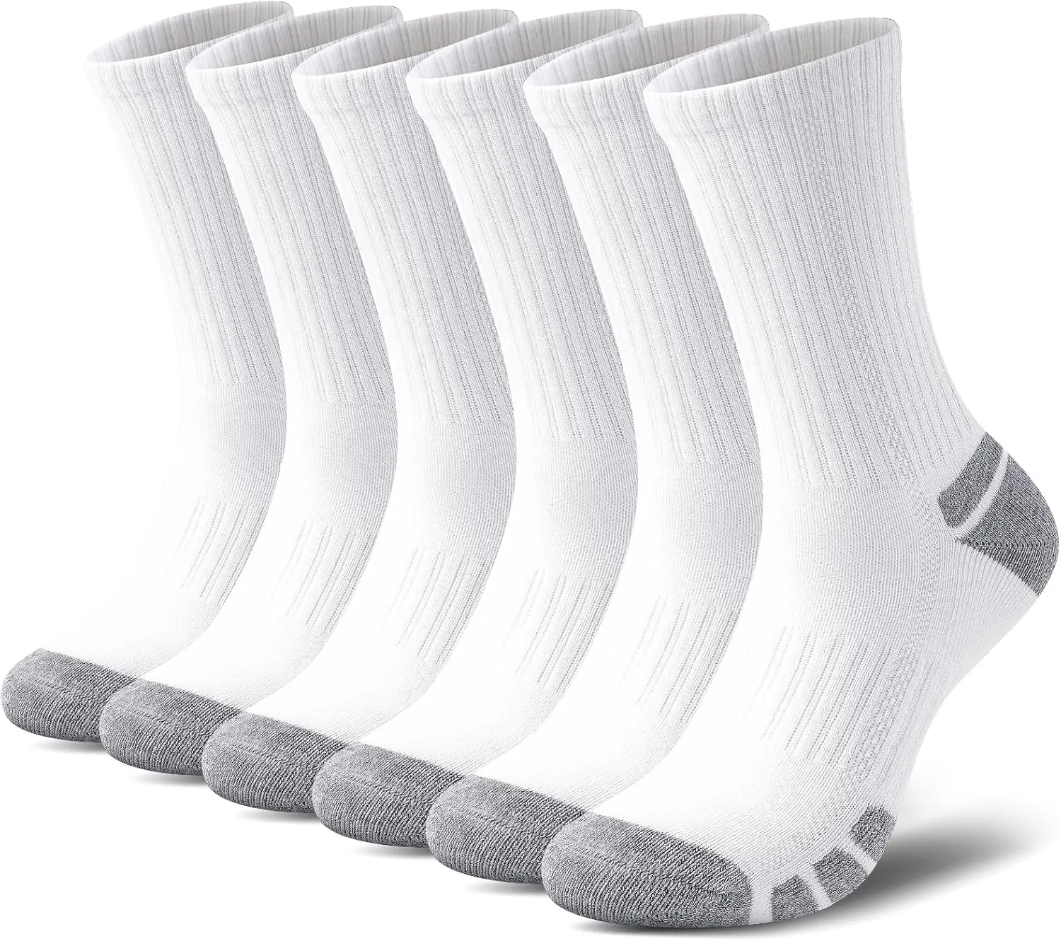 Cotton Crew Socks Cushion Athletic Socks Breathable Moisture Control Running Socks Sports Socks for Men Women 6 Pairs