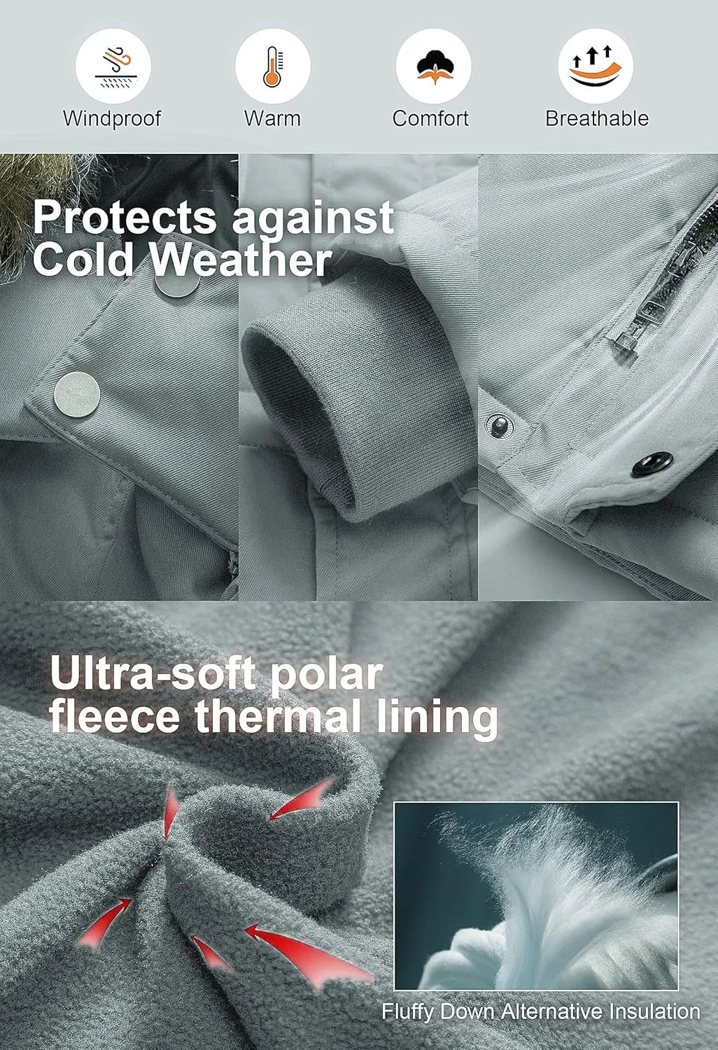 CREATMO US Men's Big and Tall Winter Coat Waterprpoof Long Puffer Jacket Thicken Parka with Removable Fur Hooded