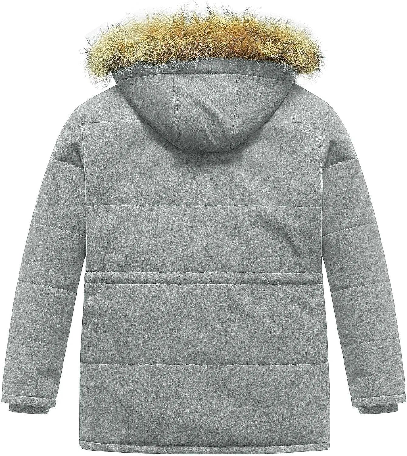 CREATMO US Men's Big and Tall Winter Coat Waterprpoof Long Puffer Jacket Thicken Parka with Removable Fur Hooded