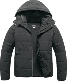 CREATMO US Men's Big and Tall Winter Puffer Jacket Waterproof Bubble Coat Puffy Ski Parka With Hood