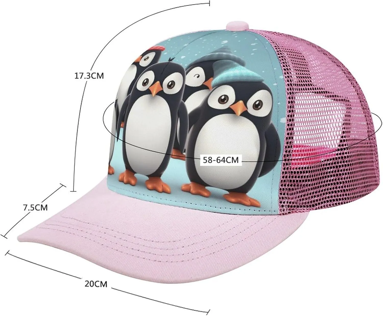 Cute Penguins Adult Baseball Cap Hollow Baseball Hat Sun Visor Hat Adjustable Golf Hat for Men Women