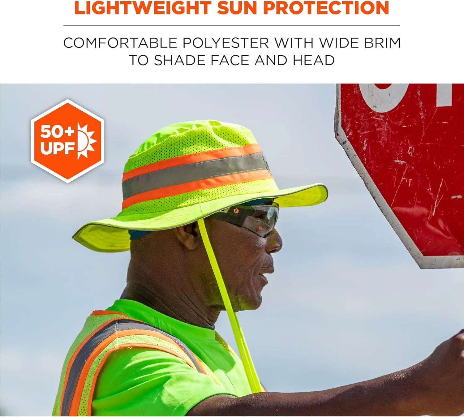 Ergodyne unisex adult Hi-vis Ranger Sun Hat, Lime, Large-X-Large US