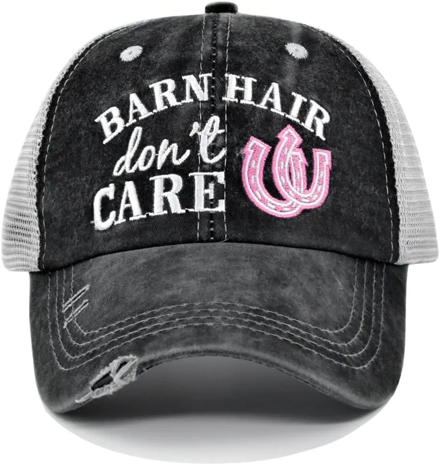 FADACHY Ponytail Hats for Women, Baseball Cap with Ponytail Hole, Embroidered High Mess Bun Pony Tail Mesh Back Caps