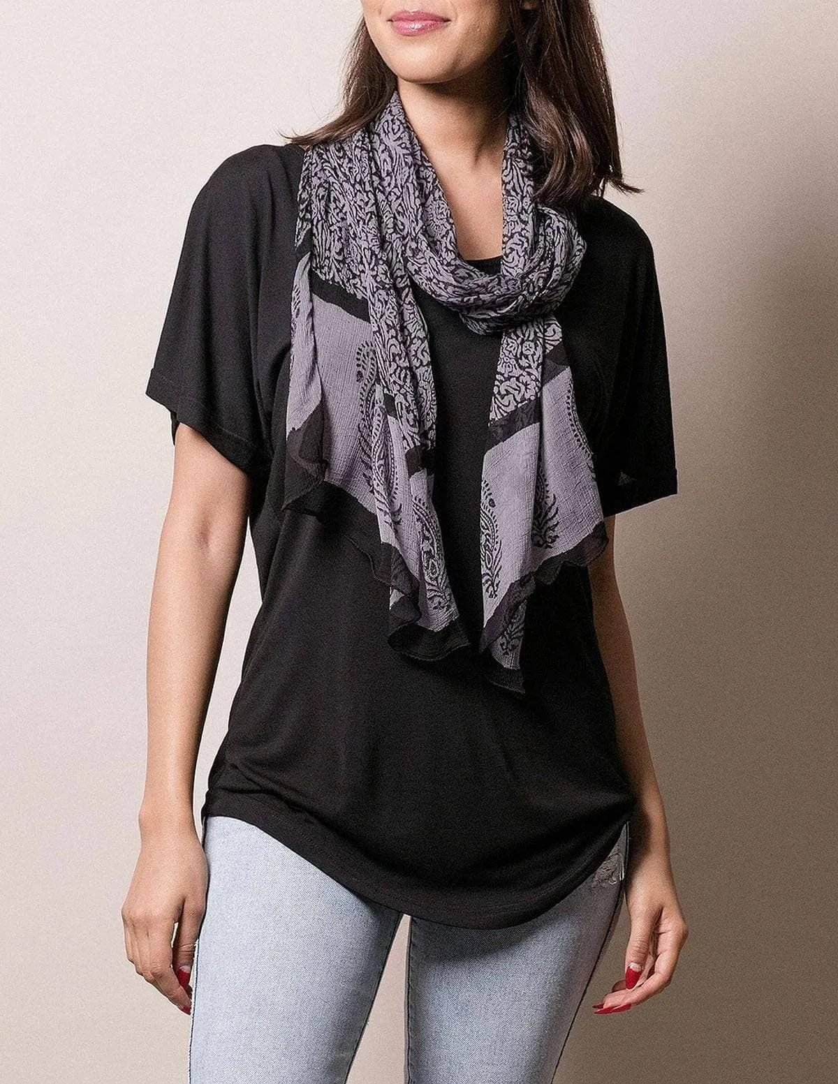 Fair Trade Jesari Scarf - Charcoal Black