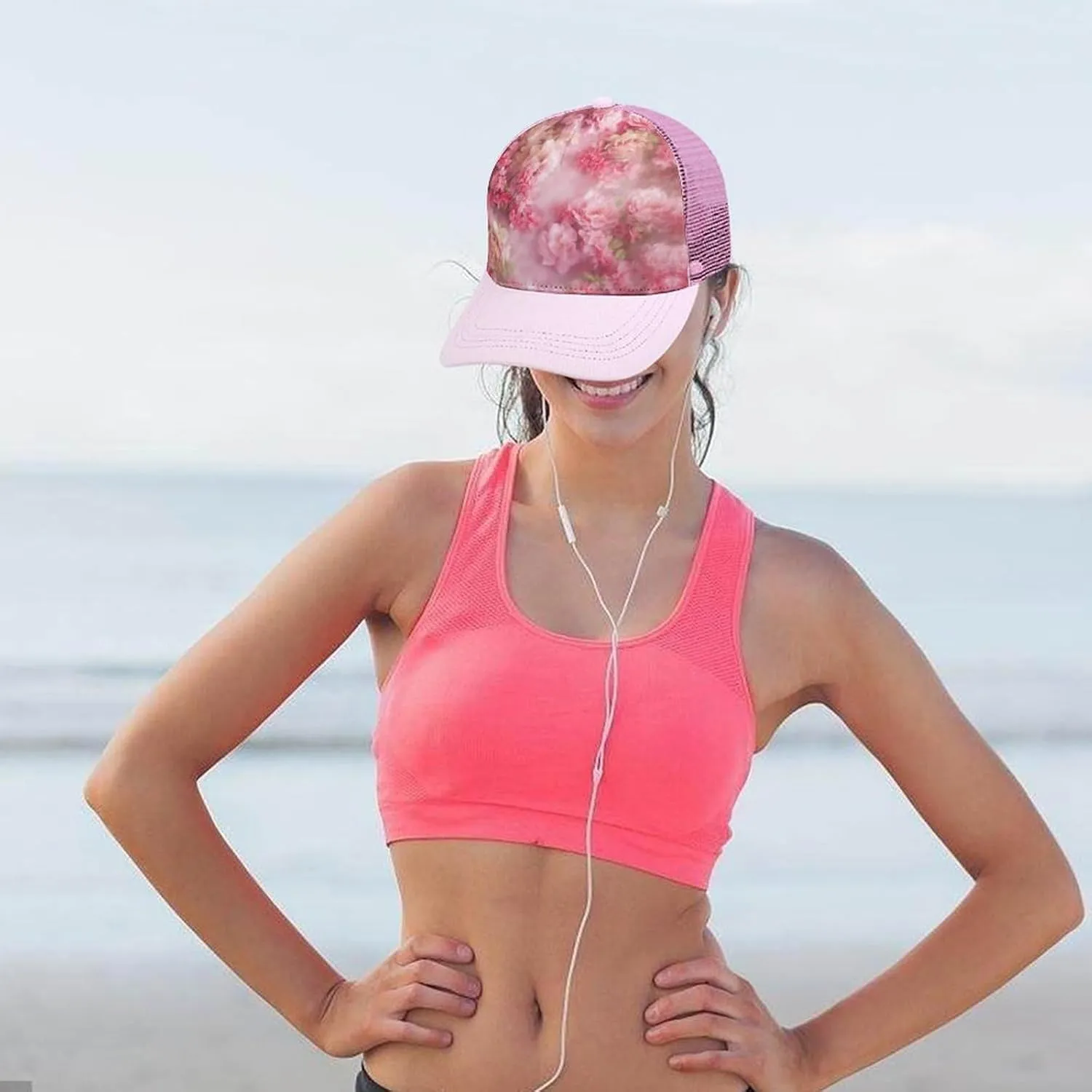 Floral Flowers Adult Baseball Cap Hollow Baseball Hat Sun Visor Hat Adjustable Golf Hat for Men Women