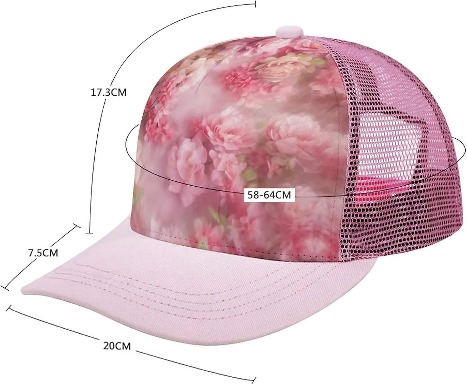 Floral Flowers Adult Baseball Cap Hollow Baseball Hat Sun Visor Hat Adjustable Golf Hat for Men Women