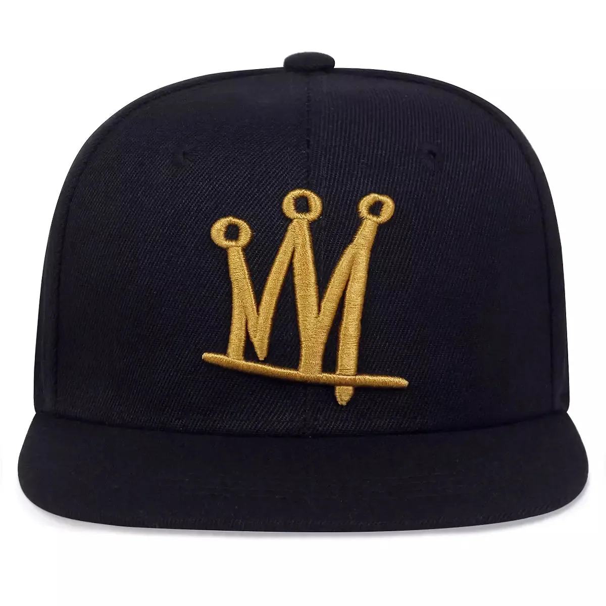 Golden Crown Black Snapback Cap