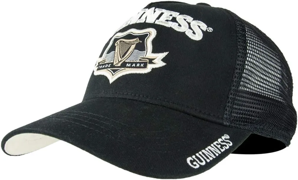 Guinness Full Black Trucker Mesh Adjustable Signature Baseball Cap