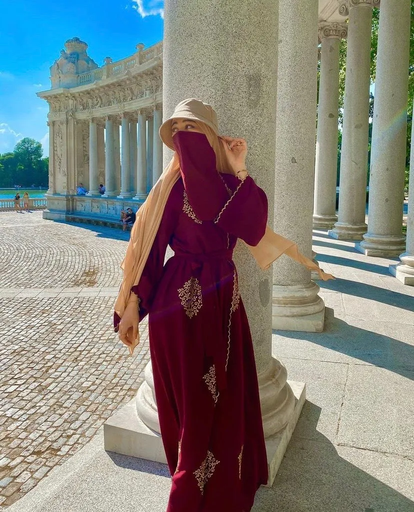 Half Niqab Maroon