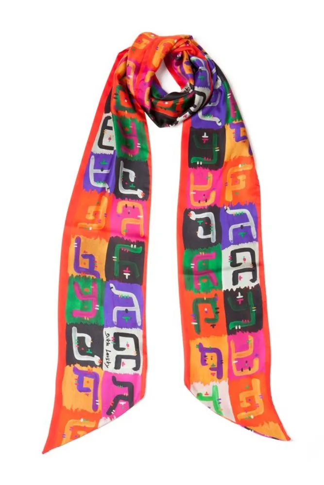 HYPER GIBBER EXTRA LONG SCARF IN PURPLE AND YELLOW