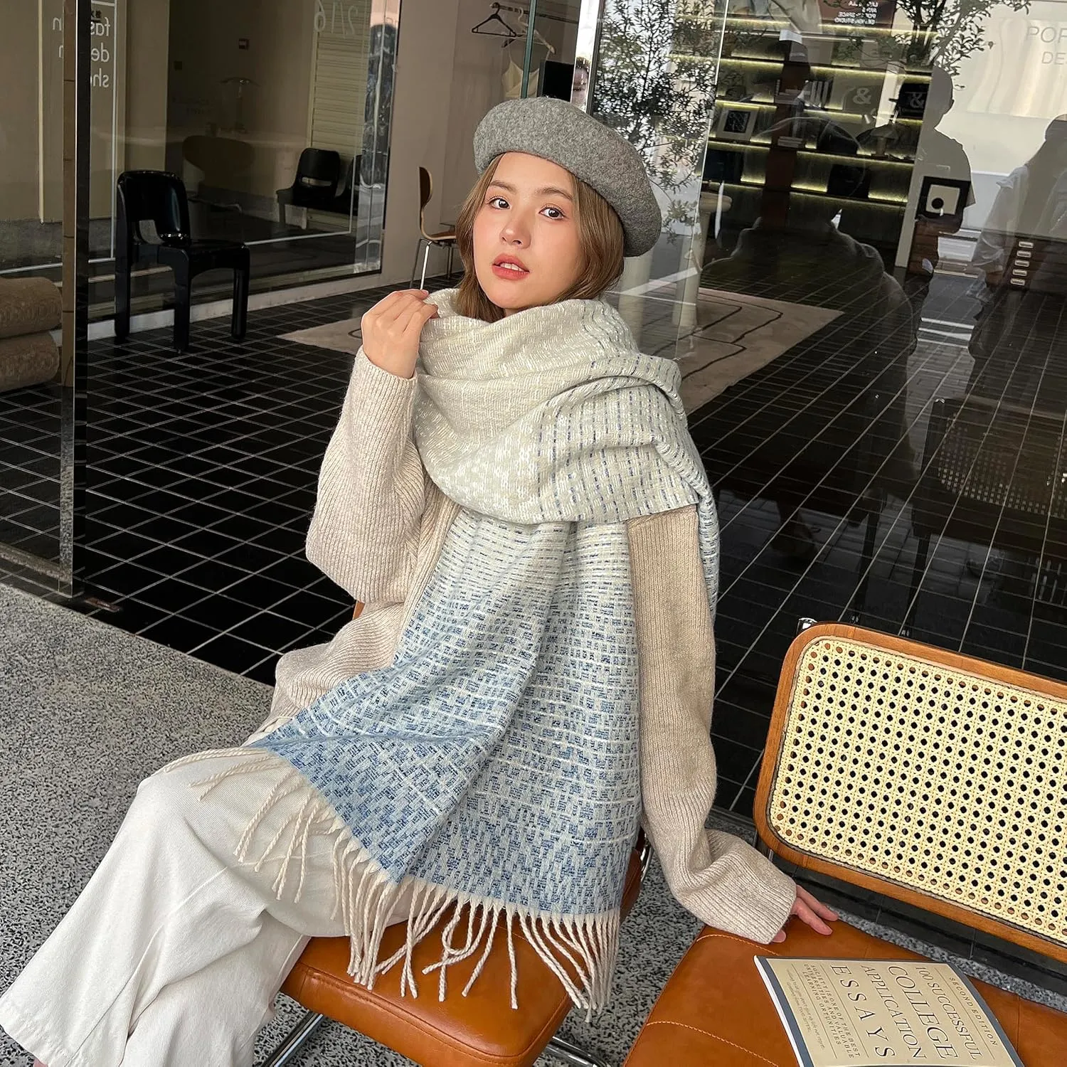 iCuviy Large Soft Scarves Pashmina Shawls & Wraps for Women Cashmere Feel Women's Scarves