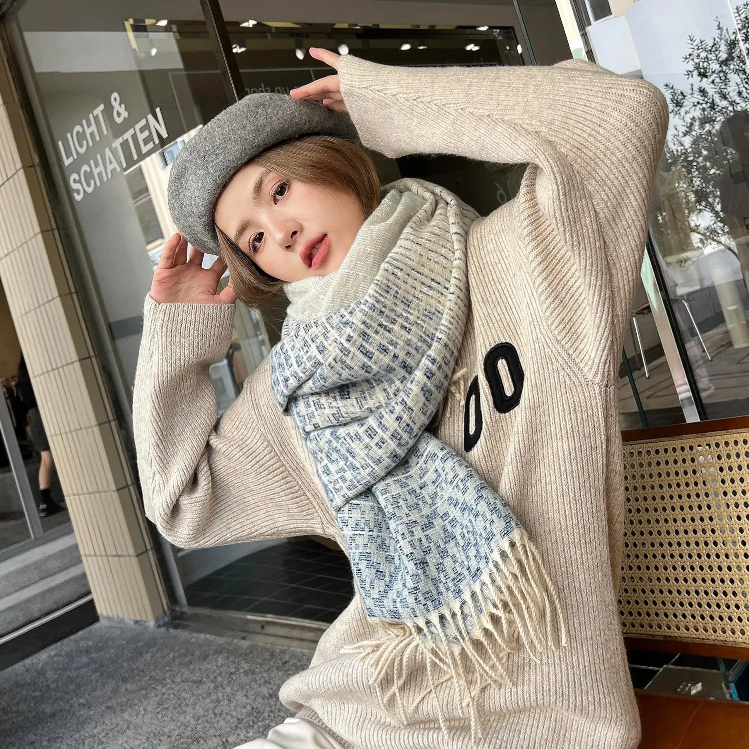iCuviy Large Soft Scarves Pashmina Shawls & Wraps for Women Cashmere Feel Women's Scarves