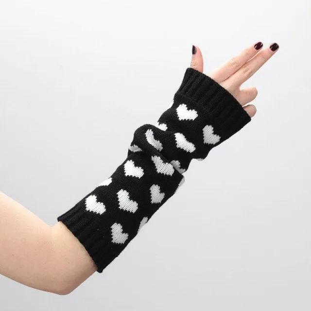 Kawaii Lolita Heart Knitting Gloves