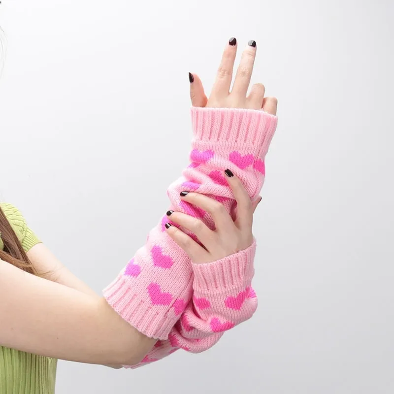 Kawaii Lolita Heart Knitting Gloves