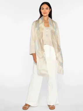 Kinross Abstract Shadows Print Scarf in Almond Multi