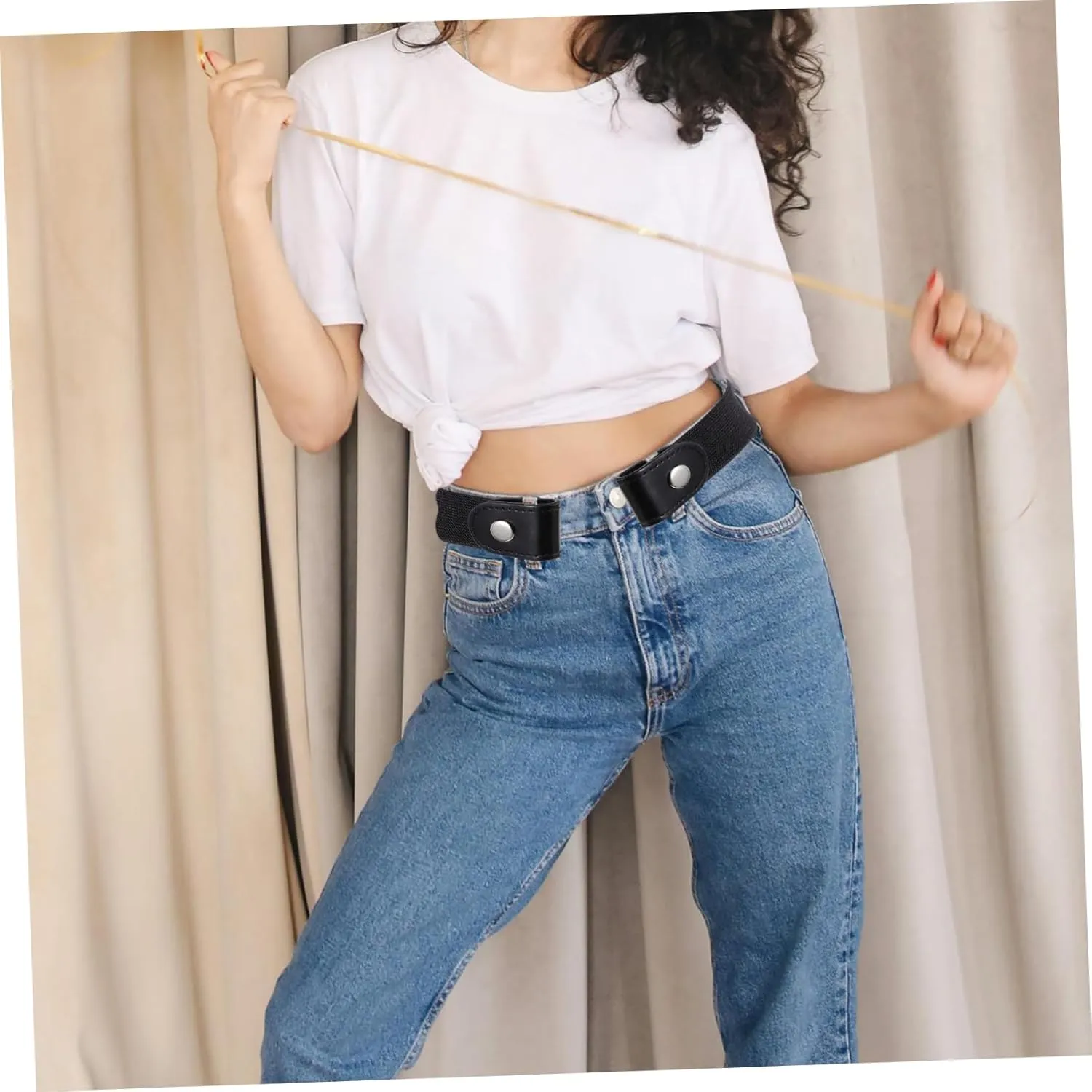 Lazy Belt Buckle Elastic Belt Buckle- Invisible Elastic Waist Belts Side Belt for Women Belts
