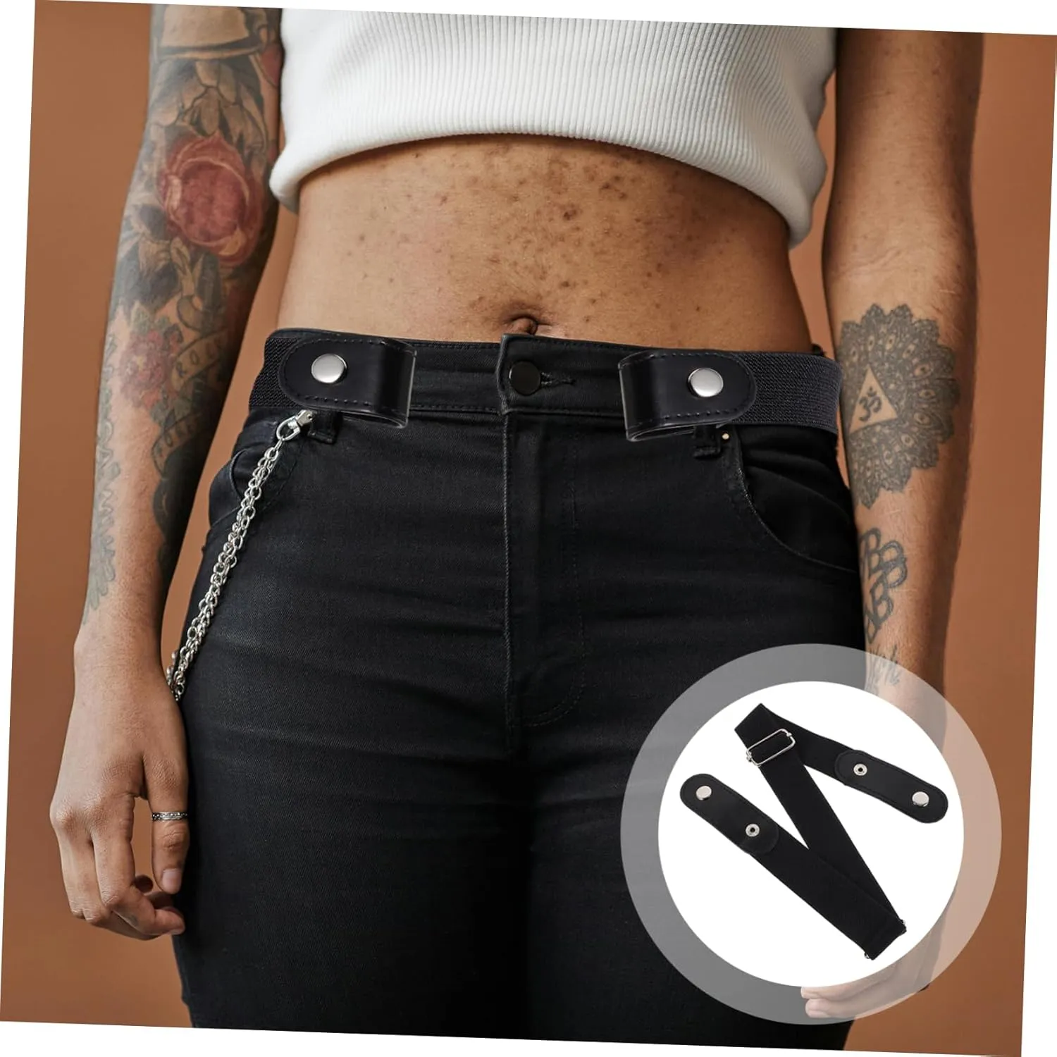 Lazy Belt Buckle Elastic Belt Buckle- Invisible Elastic Waist Belts Side Belt for Women Belts