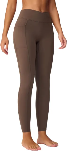 Leggings for Tall Slender Women Cross Waist Compression Leggings Athletic Workout High Waisted Running Pants Pockets