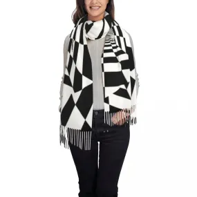 Master Mason Blue Lodge Scarf - Printed Checkered Floor With Soft Tassels