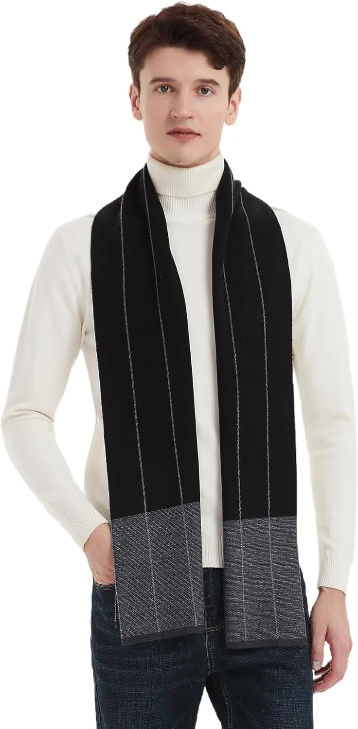 Men Winter Cashmere Scarf Wool Soft Warm Knitted Plaid Scarves for Men