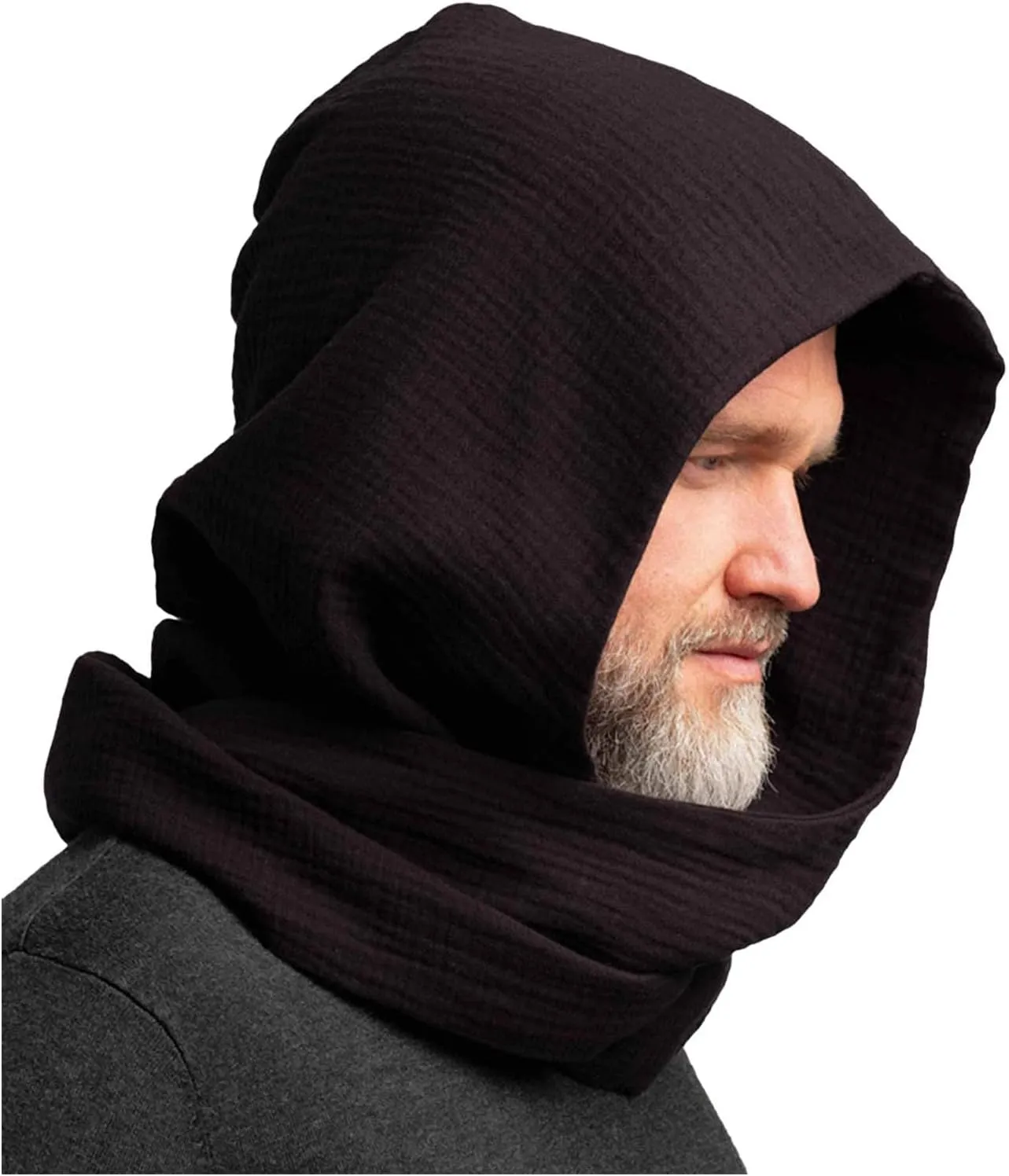 Men Women Hooded Scarf Winter Scarf Crinkle Vintage Soft Scarf Ski Neck Gaiters for Men Wool