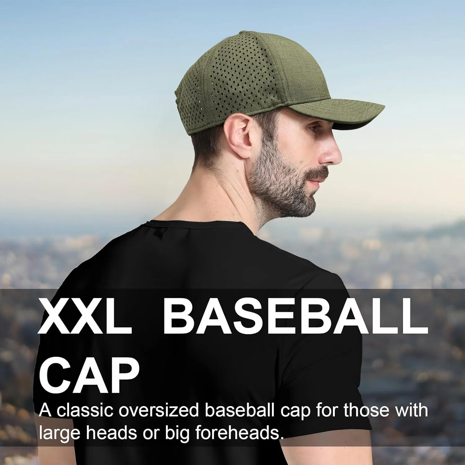 Men's Oversize XXL Baseball Cap Adjustable Performance Snapback Hat Laser Perforated Cap Plus Size for Big Head