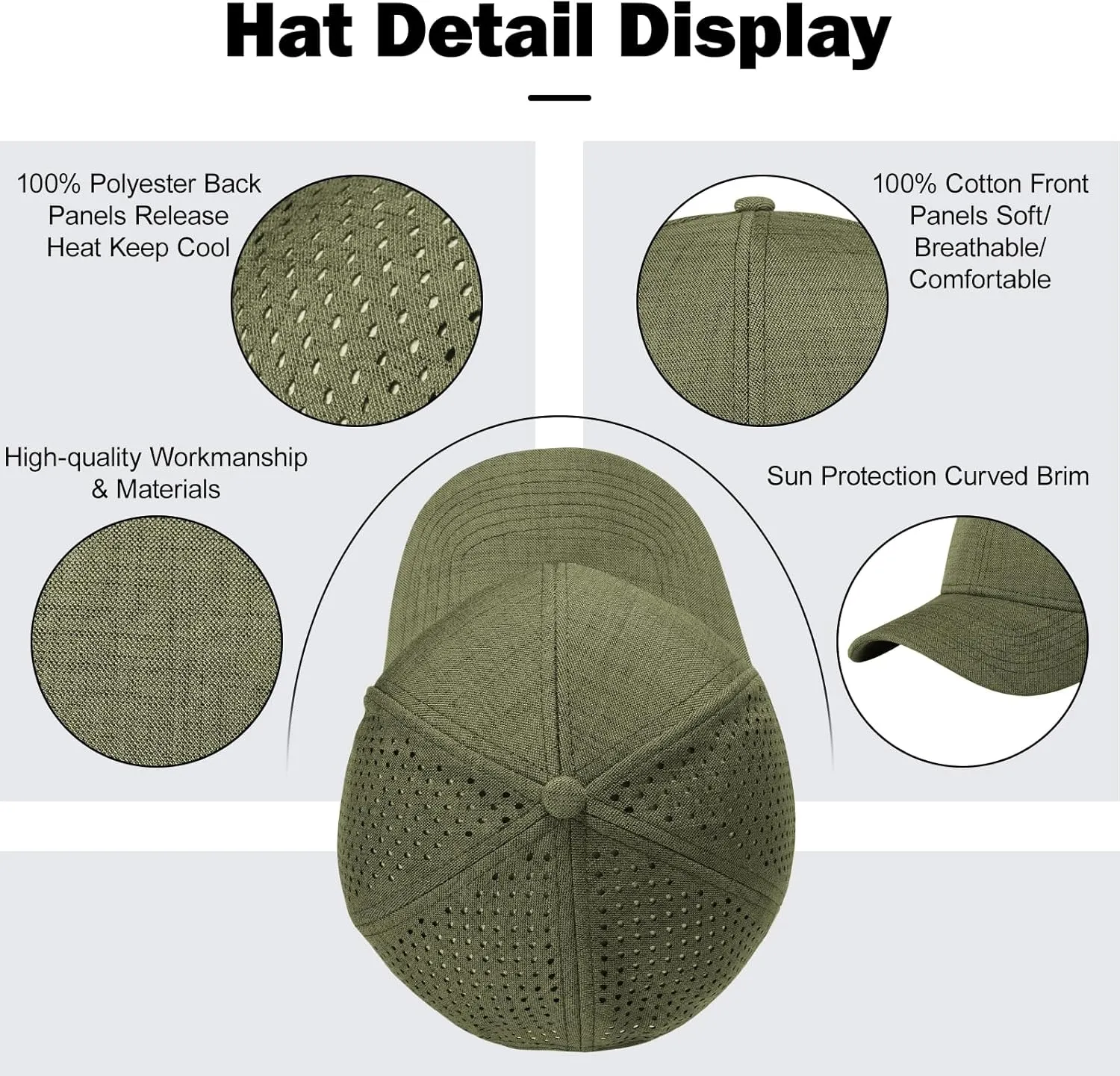 Men's Oversize XXL Baseball Cap Adjustable Performance Snapback Hat Laser Perforated Cap Plus Size for Big Head