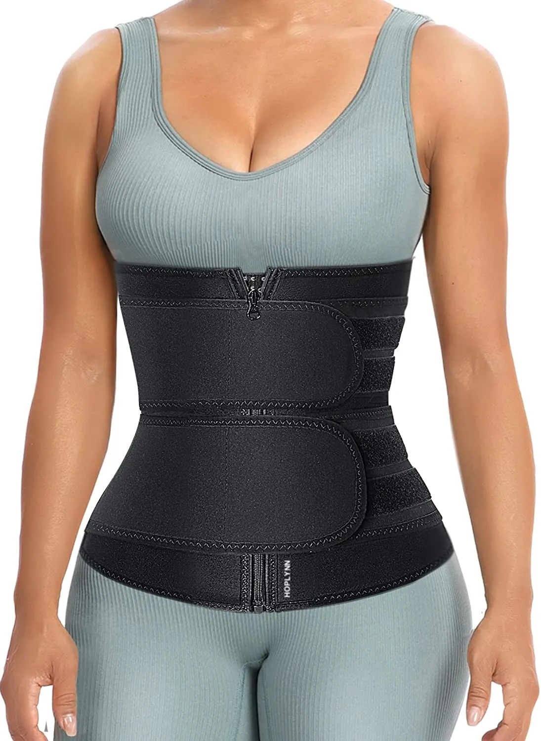Neoprene Sweat Waist Trainer - Body Shaper for Women with Two Belts