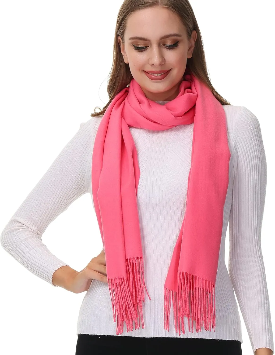 OHAYOMI Womens Pashmina Shawl Wrap Soft Warm Scarf Solid Color Pashmina