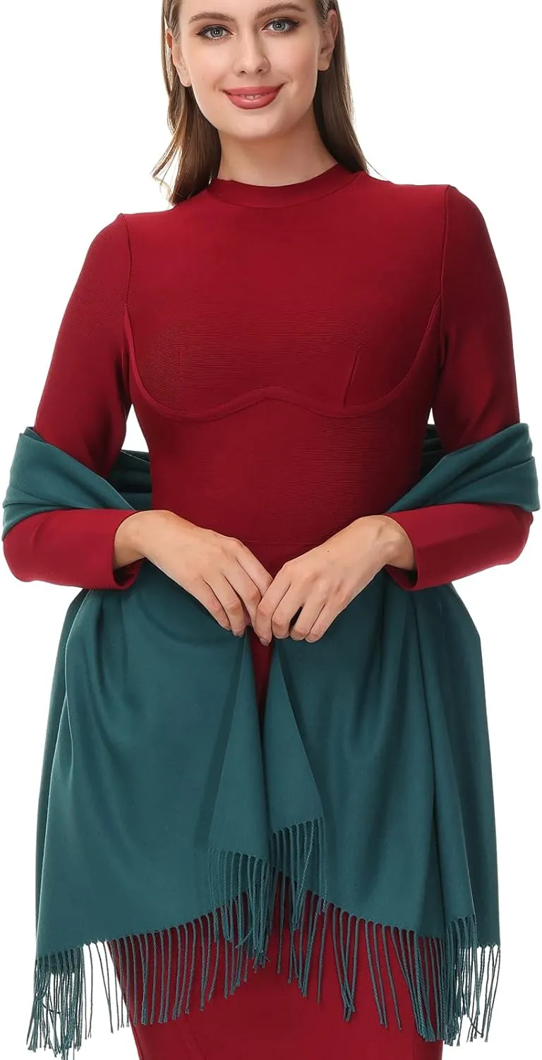 OHAYOMI Womens Pashmina Shawl Wrap Soft Warm Scarf Solid Color Pashmina