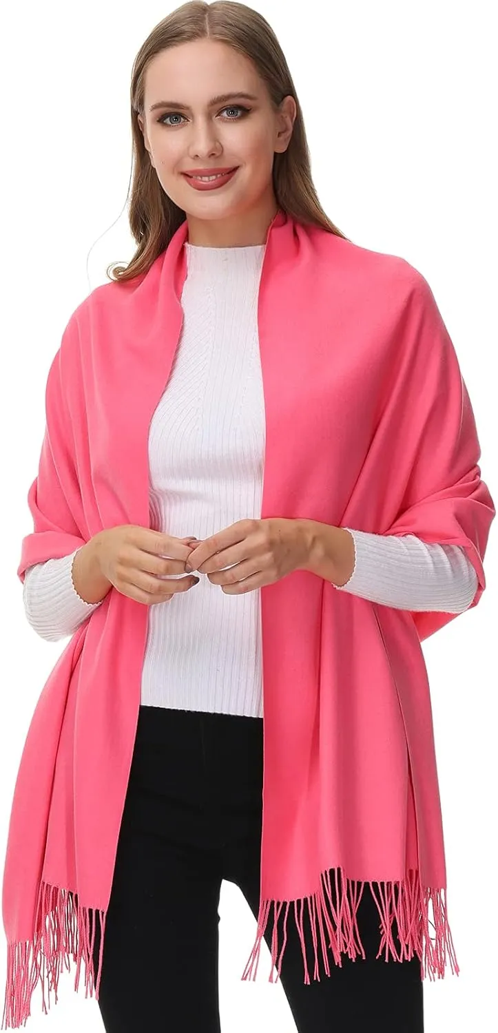 OHAYOMI Womens Pashmina Shawl Wrap Soft Warm Scarf Solid Color Pashmina